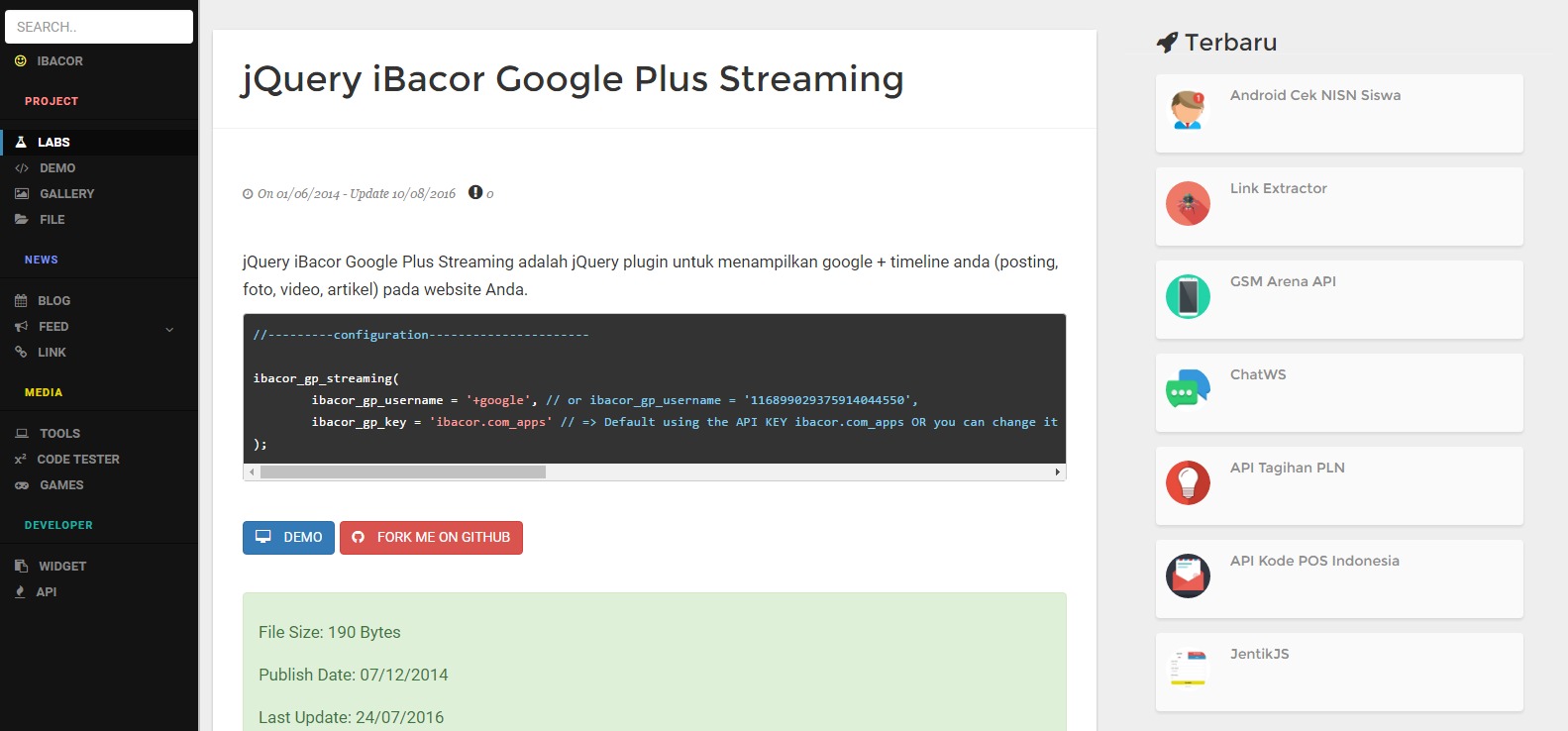 jQuery iBacor Google Plus Streaming