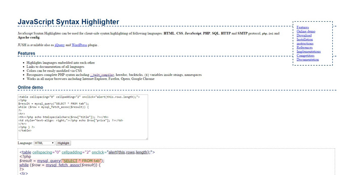 javascript syntax highlighter