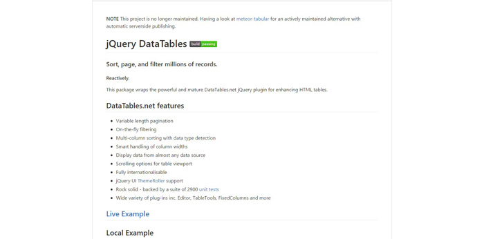 jquery datatables