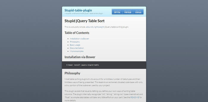 stupid table plugin