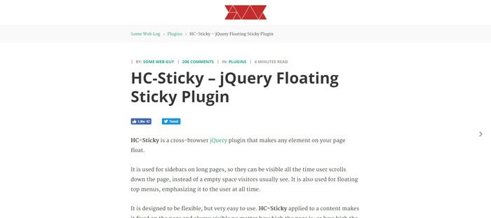 jquery sticky element plugin